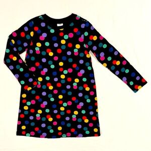 Hanna Andersson Long Sleeve T-Shirt Dress Girls 8 130cm Black Confetti Polka Dot